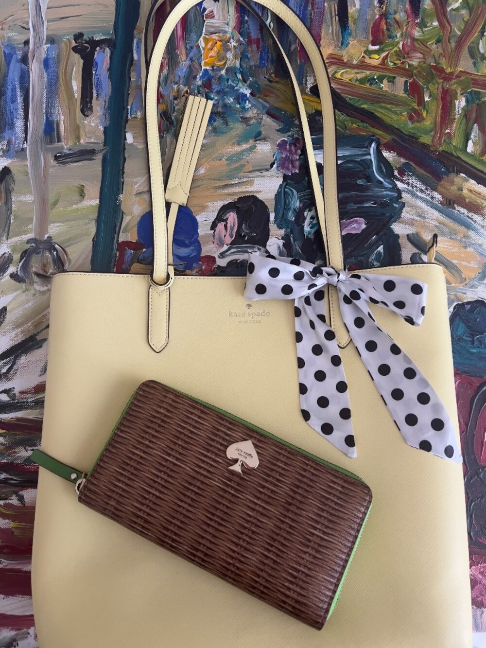 Kate Spade Tote and wallet bundle for summer Pack a Picnic Wallet Yellow Tote